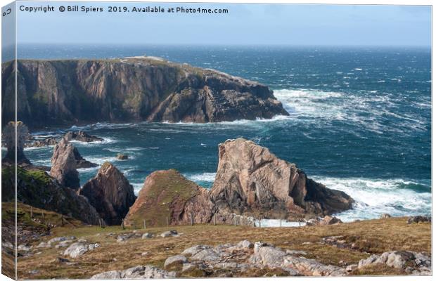 Sea Stacks at Mangersta, Isle of Lewis,Scotland Canvas Print by Bill Spiers