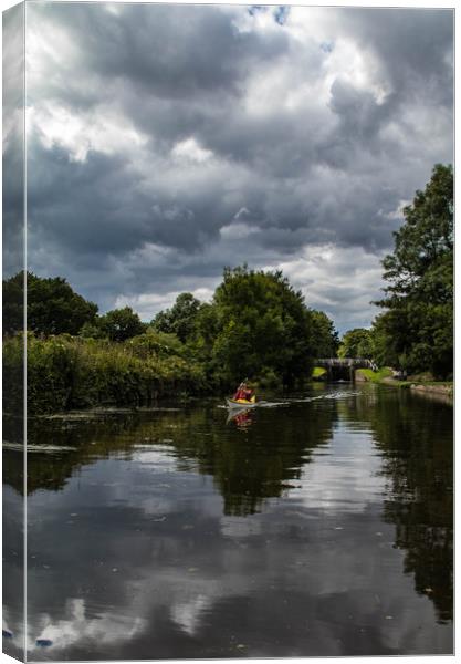 River Aire rower Canvas Print by Joanna Pinder