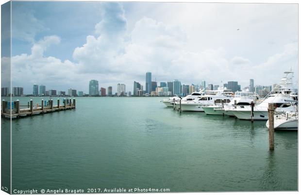 Miami view from marina Canvas Print by Angela Bragato