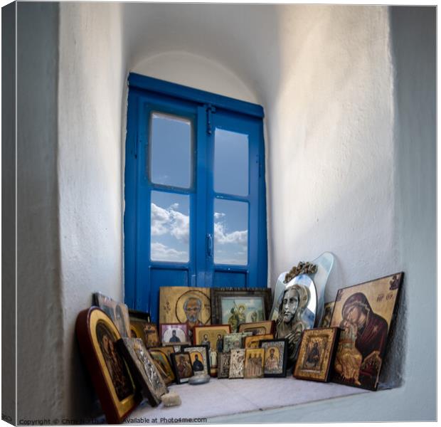 Religious icons in Saint Georges church, Platis Gialos, Sifnos. Canvas Print by Chris North