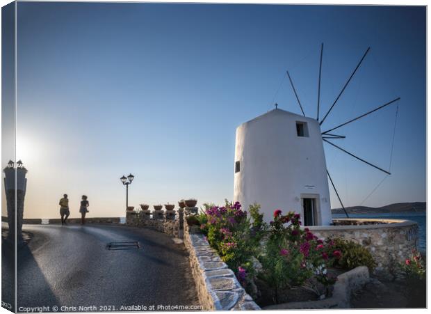 Parikia windmill, Paros Greek Islands. Canvas Print by Chris North