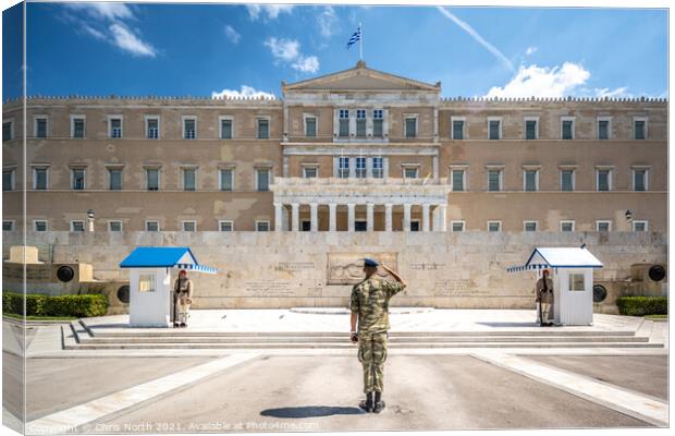 Monument of the Unknown Soldier in front of the Hellenic Parliam Canvas Print by Chris North