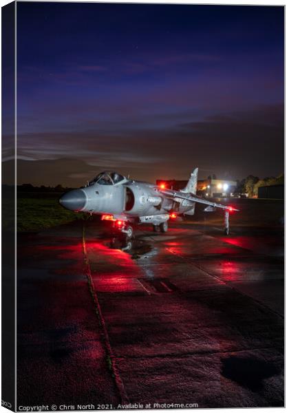Sea Harrier Night Operations. Canvas Print by Chris North