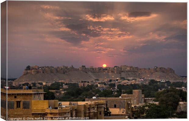 Sunset at Jaisalmer Fort, India. Canvas Print by Chris North