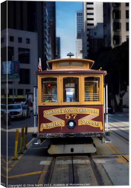 Trolley bus on California Street San Francisco., USA. Canvas Print by Chris North