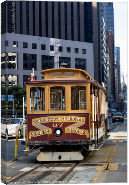 San Francisco trolley bus on California Street. Canvas Print by Chris North