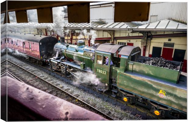 Steam engine shunting, Worth Valley Railway station. Canvas Print by Chris North