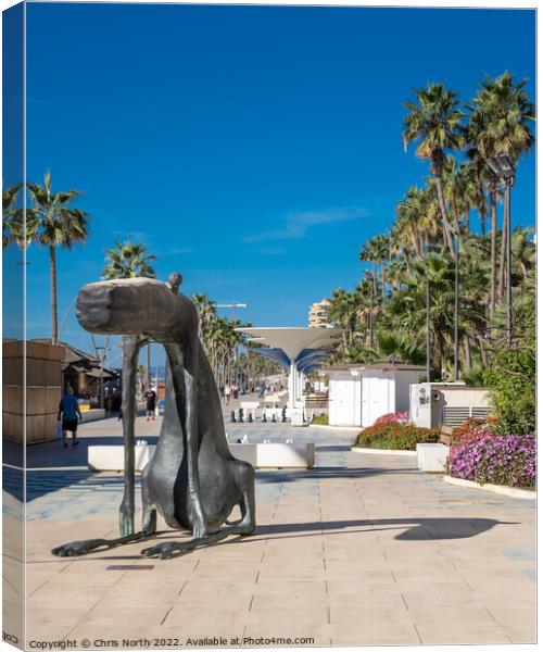 Statue to an abstract dog, Estepona Spain. Canvas Print by Chris North