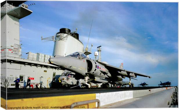 GR7 Harrier about to launch. Canvas Print by Chris North