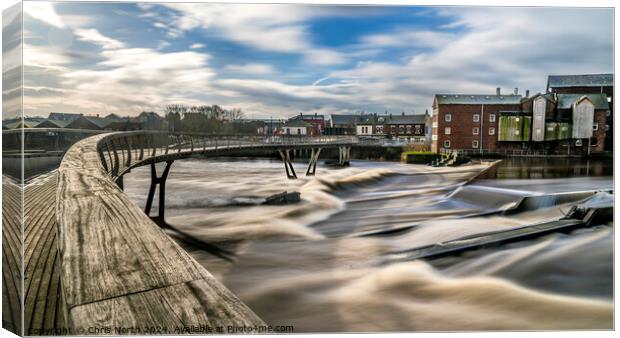 Castleford weir at the millennium Bridge Canvas Print by Chris North