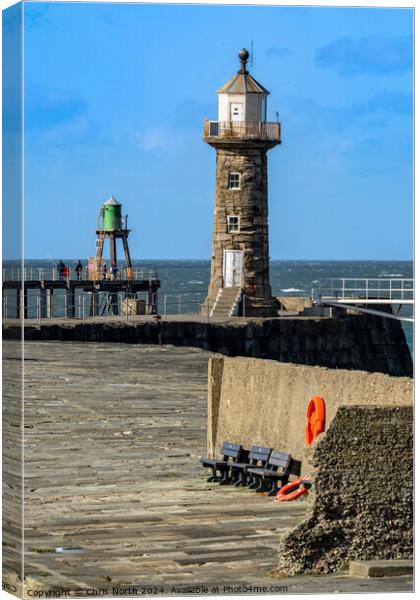 Whitby historic harbour entrance. Canvas Print by Chris North