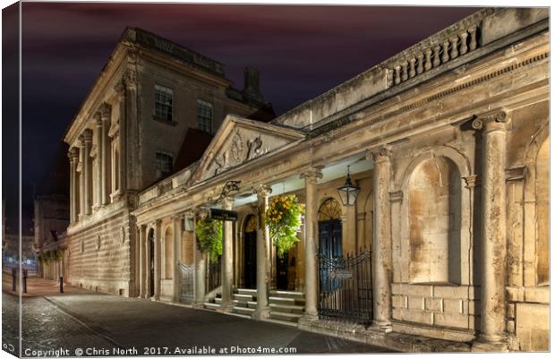The pump rooms, Bath at night. Canvas Print by Chris North