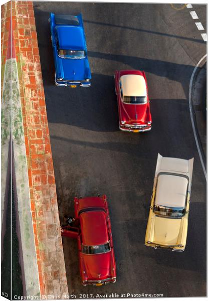 Classic  car taxi's, Havana Cuba Canvas Print by Chris North