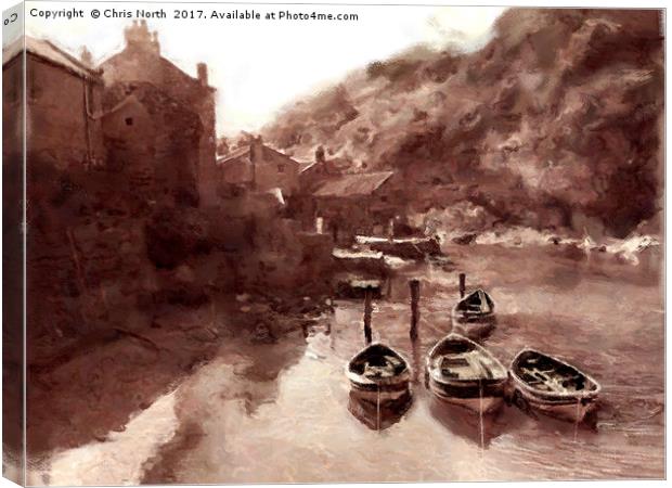 Staithes Harbour at flood tide. Canvas Print by Chris North