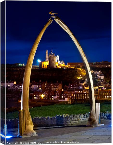 Whitby jawbone arch at twilight. Canvas Print by Chris North