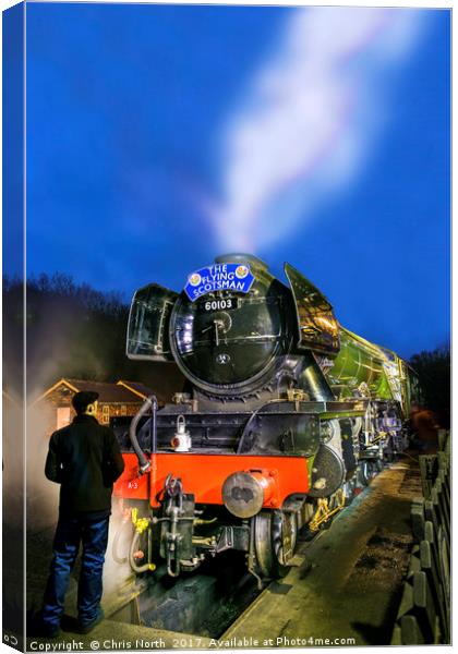 Flying Scotsman, at Grosmont Station. Canvas Print by Chris North