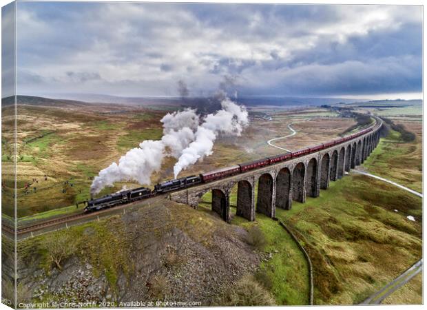 Ribblehead Viaduct and the Winter Cumbrian Mountai Canvas Print by Chris North