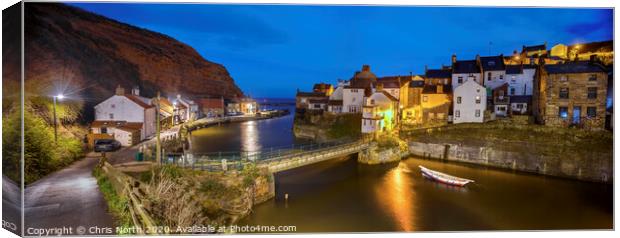 Staithes at dusk. Canvas Print by Chris North