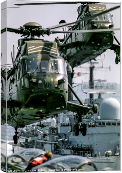 Seaking Mk4  helicopter in close formation Canvas Print by Chris North