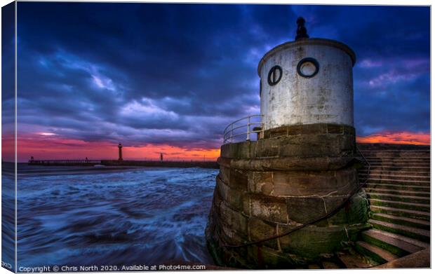 Whitby harbour coastal defences, Whitby  Yorkshire Canvas Print by Chris North