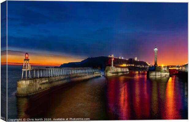 Whitby harbour sunrise. Canvas Print by Chris North