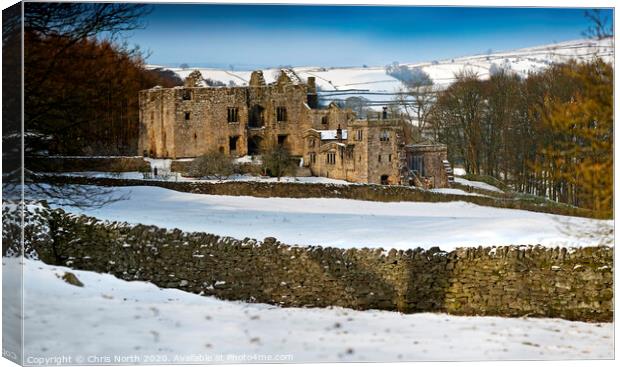 Barden Tower in winter. Canvas Print by Chris North