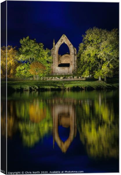Bolton Abbey and the river Wharfe.. Canvas Print by Chris North