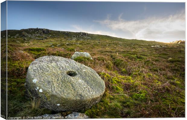 Wheel stone, Ilkley Moor. Canvas Print by Chris North