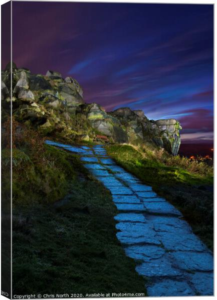 Footpath to the Cow and Calf, Ilkley Moor.. Canvas Print by Chris North