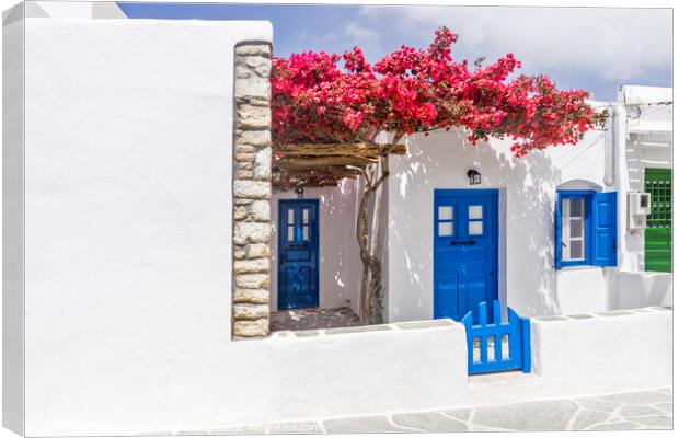 Cottage in the old town at Folegandros. Canvas Print by Chris North