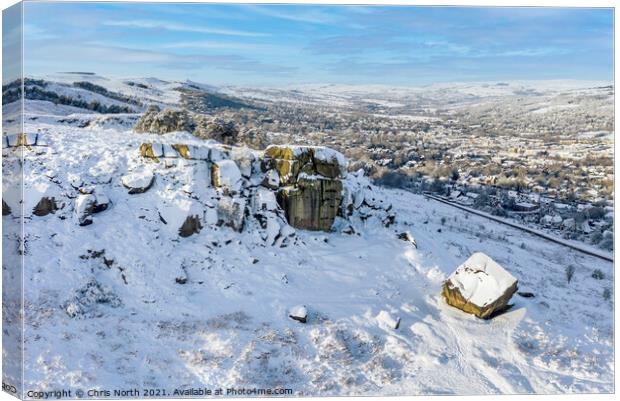 Winter at the Cow and Calf rocks. Canvas Print by Chris North