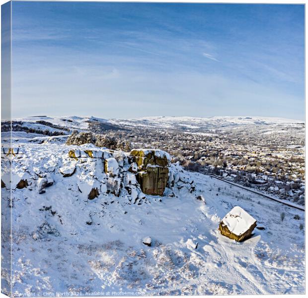 Winter at the Cow and Calf rocks,  Ilkley Yorkshir Canvas Print by Chris North