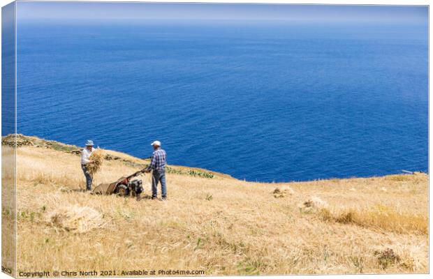 Folegandros hill farmers. Canvas Print by Chris North