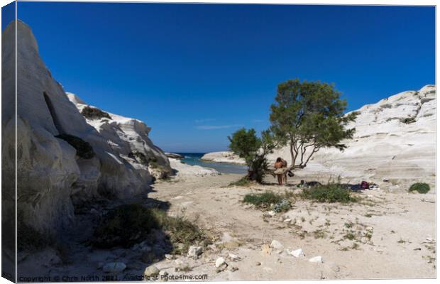 Sarakiniko is a beach on Milos Island Canvas Print by Chris North