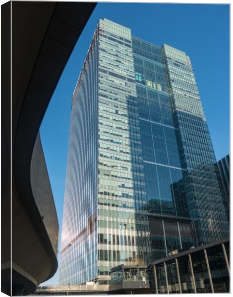 Barclays Tower in Canary Wharf Canvas Print by Maarten D'Haese