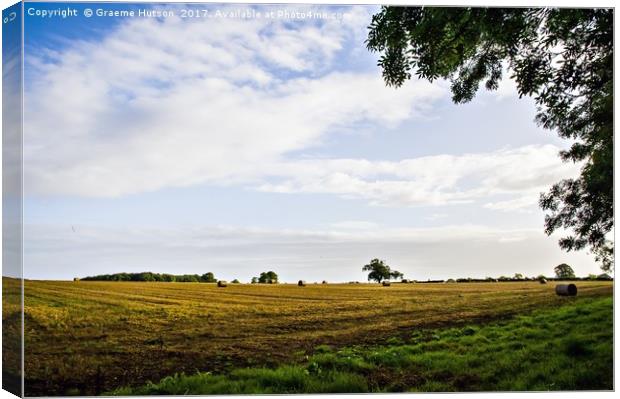 Hay bales at harvest time Canvas Print by Graeme Hutson