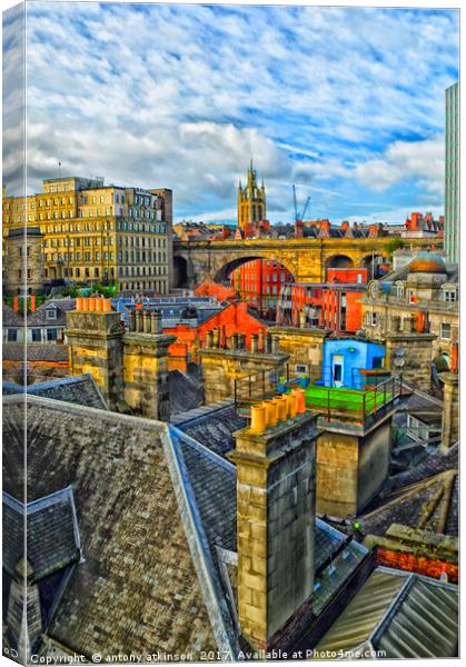 Across the Roof Top's of Newcastle Canvas Print by Antony Atkinson