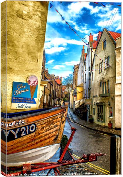 Walking around Robin Hood's bay Canvas Print by Antony Atkinson