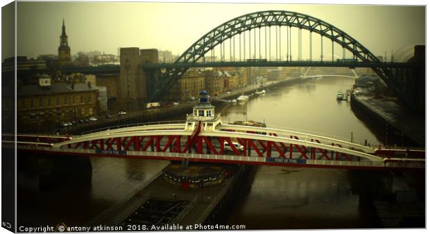 Behind The Heart of Newcastle Canvas Print by Antony Atkinson