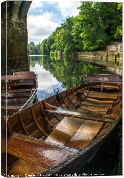 Durham Boating Along the River Canvas Print by Antony Atkinson
