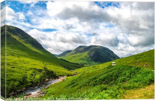 Glen Etive in Scotland Canvas Print by Antony Atkinson