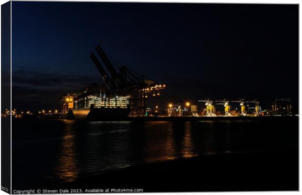 Harwich's Illuminated Port Nightfall Canvas Print by Steven Dale