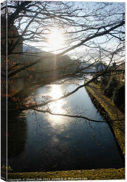 Winter's Embrace on Rochdale Canal Canvas Print by Steven Dale