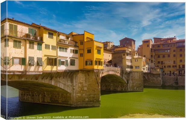 Florence's Timeless Bridge: Ponte Vecchio Canvas Print by Steven Dale