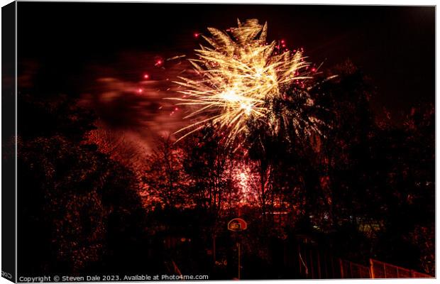Night's Spectacular Firework Display Canvas Print by Steven Dale