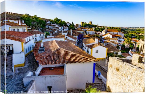 Óbidos Walled Town Canvas Print by Steven Dale