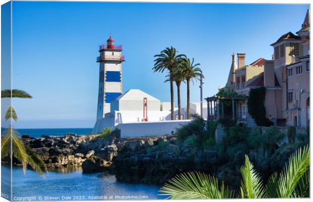 Charming Historic Portuguese Lighthouse Canvas Print by Steven Dale
