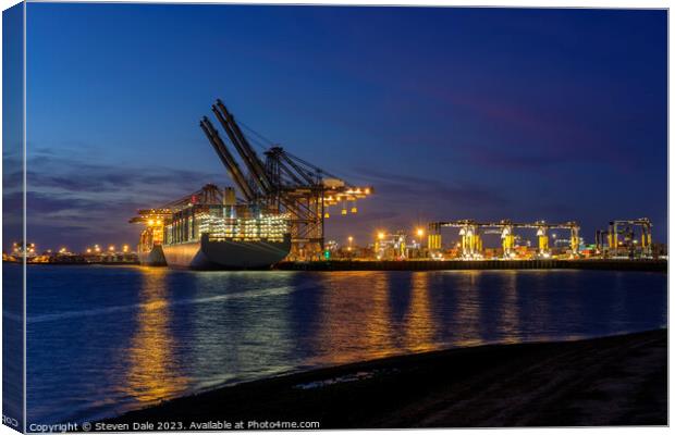 Port of Felixstowe at night Canvas Print by Steven Dale