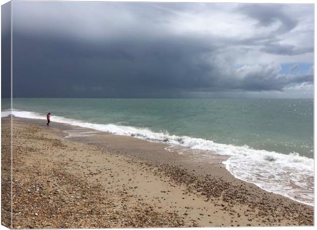 Hayling Island Storm Brewing Canvas Print by Tess Chalmers