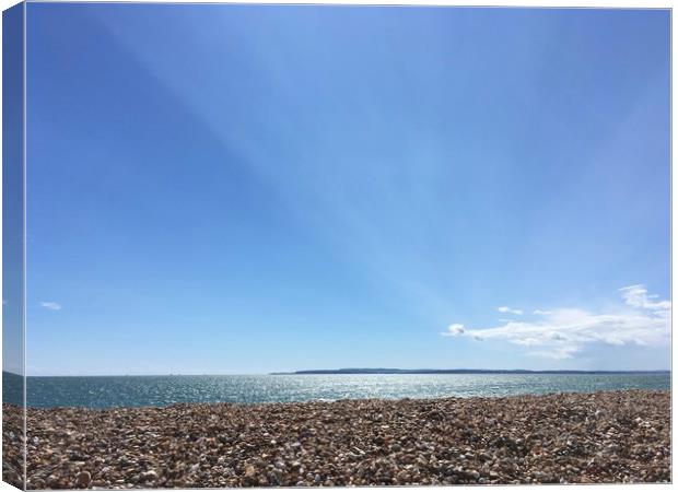 Hayling Island Blue Sky Beachscape  Canvas Print by Tess Chalmers